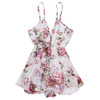 floral print chiffon elastic waist strap backless Boho Bohemian Rompers