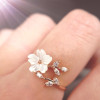Adjustable Crystal Leaf Shell Flower Rings
