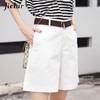 Casual Loose Wide Leg Belt Green White High Waist Shorts Casual Loose Wide Leg Belt Green White High Waist Shorts