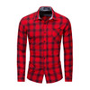 Plaid Navy Red Long Sleeve Dress Shirts