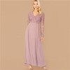 Elegant Lace Detail V Neck A Line Zipper Back Pleated Party Dresses