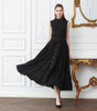 Silk Knit Lace Sleeveless Bow Ribbon Slim Swing Black Dresses