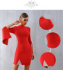Red Bandage Sexy Flare Sleeve Black Mini Dresses