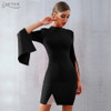 Red Bandage Sexy Flare Sleeve Black Mini Dresses