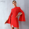 Red Bandage Sexy Flare Sleeve Black Mini Dresses