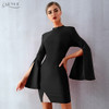 Red Bandage Sexy Flare Sleeve Black Mini Dresses
