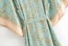 Vintage chic green floral print bat sleeve rayon Boho Bohemian Kimonos Vintage chic green floral print bat sleeve rayon Boho Bohemian Kimonos