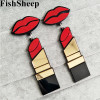 Acrylic Red Mouth Lips Lipstick Drop Earrings