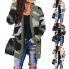 Women's open front camo cardigan knitted cardigan sweater