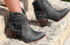 Women Pointed Toe Short Chunky Heel Studded Ankle Boots