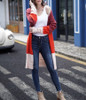 Women Open Front Knitted Striped Color Block Long Cardigan