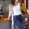 Women Open Front Knitted Striped Color Block Long Cardigan