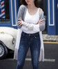 Women Open Front Knitted Striped Color Block Long Cardigan