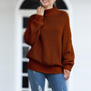 Women Chunky Knitted Pullovers Batwing Turtleneck Sweater