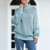 Women Chunky Knitted Pullovers Batwing Turtleneck Sweater