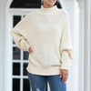 Women Chunky Knitted Pullovers Batwing Turtleneck Sweater
