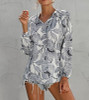 Autumn Fashion Loose Long Sleeve Flowers Printed Chiffon Tops For Women