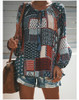 Autumn Fashion Loose Long Sleeve Flowers Printed Chiffon Tops For Women