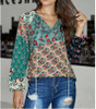 Autumn Fashion Loose Long Sleeve Flowers Printed Chiffon Tops For Women