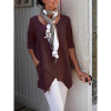 Pockets Half Sleeve Asymmetrical Casual Blouses
