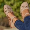 Low Heel Wrap Ankle Strap Buckle Hollow Out Sandals