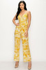 Tropical Leaf Print Sleeveless Women's Jumpsuit