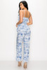 Tropical Leaf Print Sleeveless Women's Jumpsuit