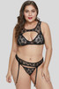 Black Lace Hollow-out Bust Plus Size Bralette Set