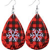 Plaid Snowflake With Red Glitter Earrings