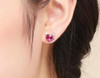 Angel And Devil Pink Heart Stud Earrings