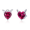 Angel And Devil Pink Heart Stud Earrings