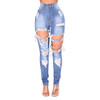 Blue Hole Mom Jeans  Destroyed High Waist