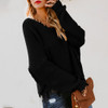 Long Sleeve V-neck Solid Color Backless Loose Sweater Long Sleeve V-neck Solid Color Backless Loose Sweater