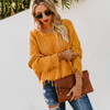 Long Sleeve V-neck Solid Color Backless Loose Sweater Long Sleeve V-neck Solid Color Backless Loose Sweater