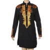 Printed Button Decor Stand Collar Long Shirts