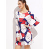 Print Ladies Christmas Long Sleeve Party Dresses