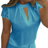 Hollow Chiffon Short Sleeve Splice Lace Tops Blouse