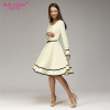 O-neck long sleeve knee-length dress Elegant women casual solid