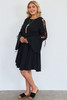 Plus Size Black Lace Up Detail Bell Sleeve Dress Plus Size Black Lace Up Detail Bell Sleeve Dress