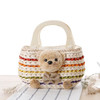 Teddy Bear Straw Handbag with Wooden Handles