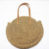 Round Hand Woven Straw Shoulder Handbag
