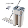 Microfiber Flat Mop with Bucket, Cleaning Squeeze Hand Free Floor Mop, 3 Reusable Mop Pads, Stainless Steel Handle