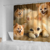 Pomeranian Print Shower Curtains-Free Shipping