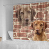 Wirehaired Vizsla On Wall Print Shower Curtains-Free Shipping
