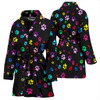 Colorful Paws Print Women's Bath Robe-Free Shipping