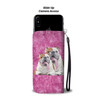 Bulldog On Pink Print Wallet Case-Free Shipping