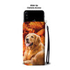 Golden Retriever With leaves Print Wallet Case- Free Shipping