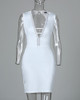 Deep V Ladder Open Back Bodycon Dress