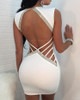 Deep V Ladder Open Back Bodycon Dress