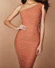 One Shoulder Ruched Design Bodycon Dress